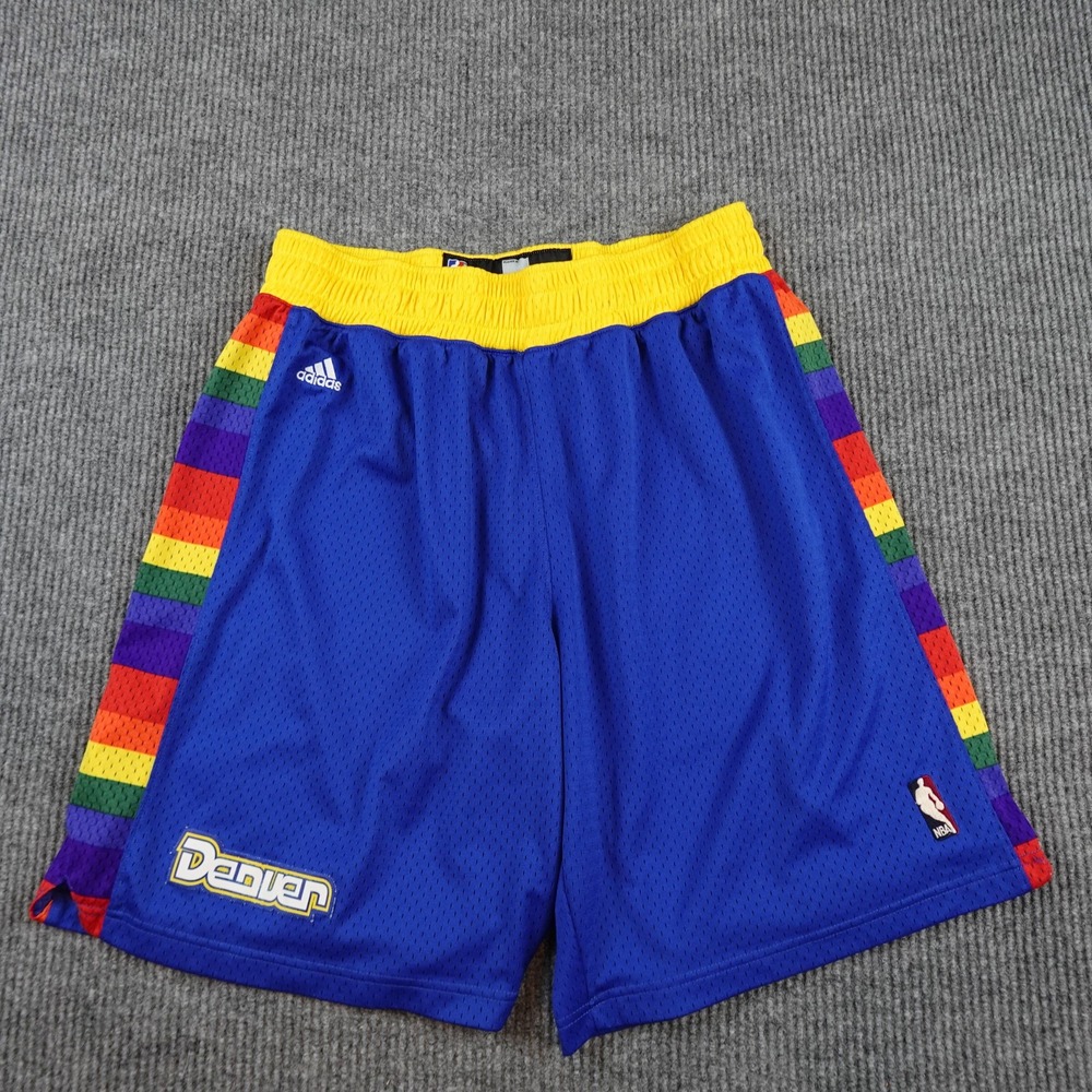 Denver Nuggets Shorts Mens XL Blue NBA Basketball Adidas Rainbow Skyline